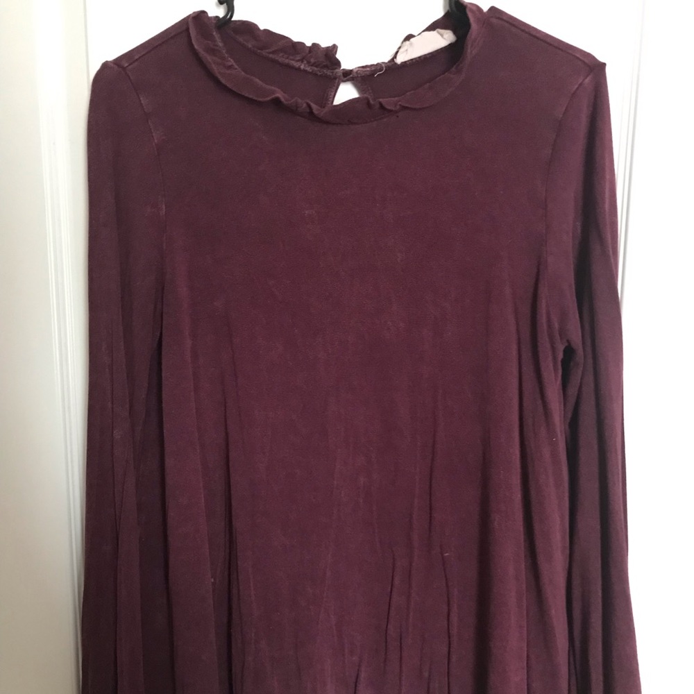 plain maroon long sleeve top